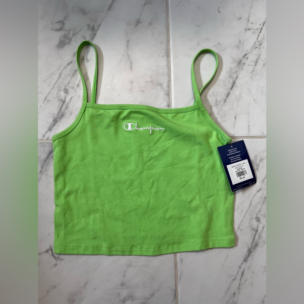 Lime green Champion crop top #streetwear